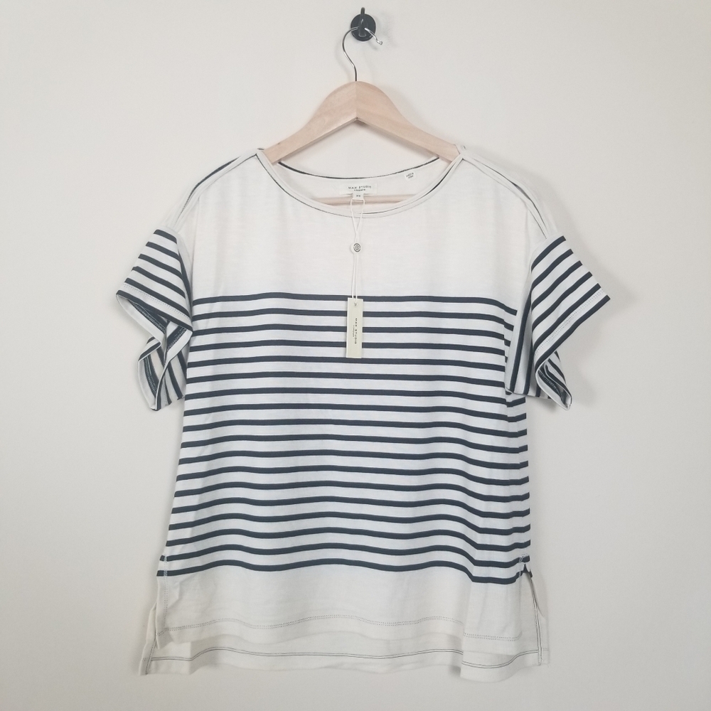 Max Studio Short Sleeve Striped Top Size XS NWT